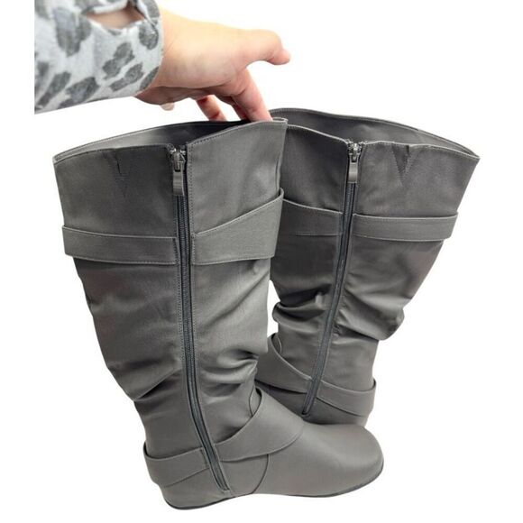 Journee Collection Knee High Boots Gray Size 10 Wide Calf Slouchy Style NEW - Picture 4 of 10